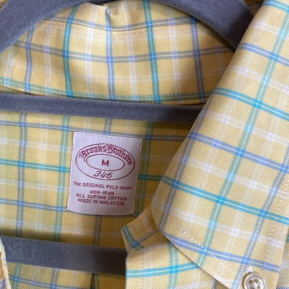 Brooks Brothers yellow plaid button down - Picture 3 of 6
